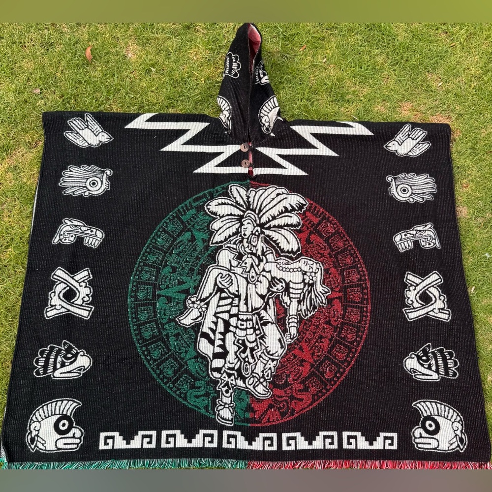 Aztec Man Alpaca poncho, one size, unisex, great gift idea, soft and comfortable